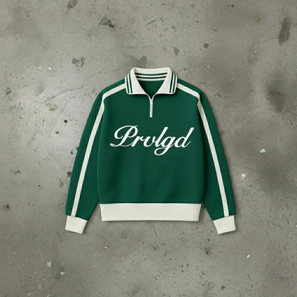 GREEN PRVLGD QUARTER-ZIP