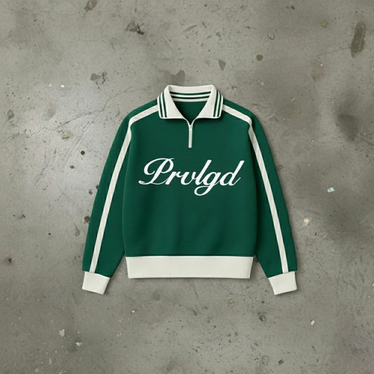 GREEN PRVLGD QUARTER-ZIP